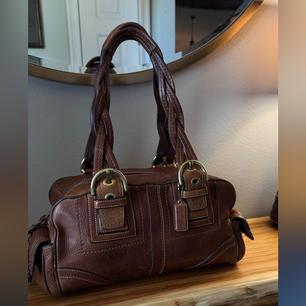 Coach Vintage Soho Mia Braided Tobacco Brown Leather Satchel